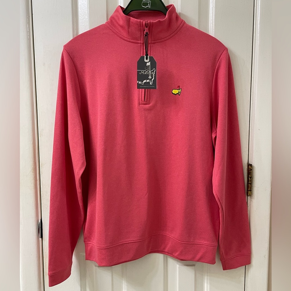 SOLD - NWT 2023 Masters Tech Half Zip Pullover • Pima Cotton • Light Red Small